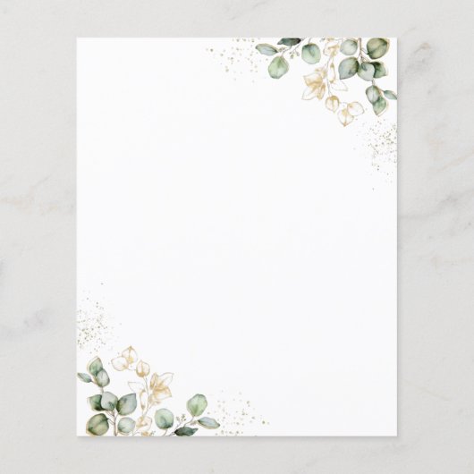 グリーンリーブライダルシャワー予算招待状 (裏面)