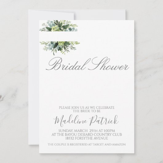 グリーンリーブライダルシャワー 招待状 (正面)