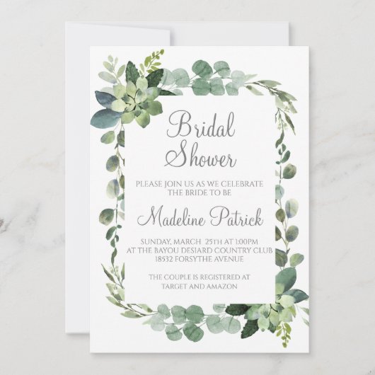 グリーンリーブライダルシャワー 招待状 (正面)