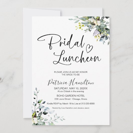 グリーンリーブライダルルンチョン 招待状 (正面)