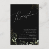 グリーンリーブラックと金ゴールドウェディングレセプションカード エンクロージャーカード (正面)