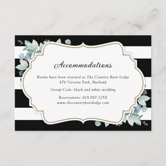 グリーンリーブラックアンドホワイトホテルアコモデーションカード エンクロージャーカード (正面)