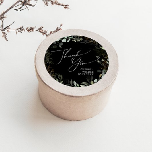 グリーンリーブラック&金ゴールドサンキュー結婚式の引き出物 ラウンドシール