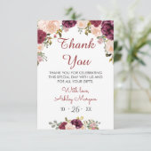 グリーンリーブルガンディマルサラレッドフローラブライダルシャワー サンキューカード (スタンド正面)