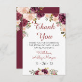 グリーンリーブルガンディマルサラレッドフローラブライダルシャワー サンキューカード (正面/裏面)