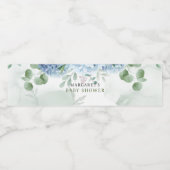 グリーンリーブルーアジサイ赤ちゃんシャワー ペットボトルラベル (シングルラベル)