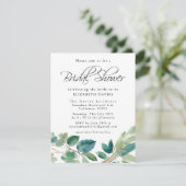 グリーンリーブルーウォーターカラーユーカリブライダルシャワー 招待状 (スタンド正面)