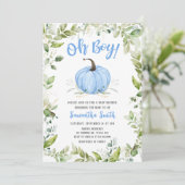 グリーンリーブルーカボチャ赤ちゃんシャワー 招待状 (スタンド正面)