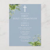 グリーンリーブルーファースト聖餐式招待状 ポストカード (正面)
