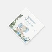 グリーンリーブルーフローラゾウ赤ちゃんシャワーナプキン スタンダードカクテルナプキン (角)