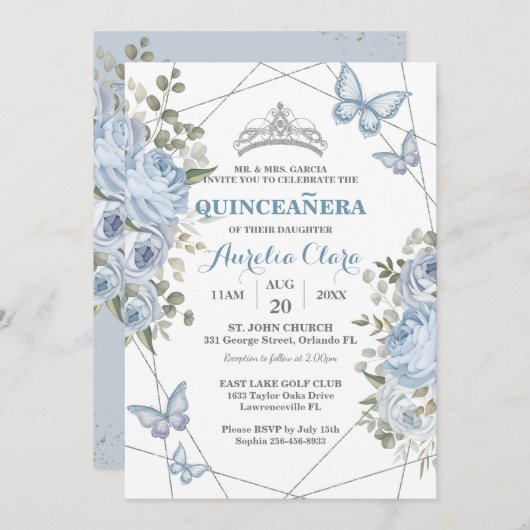 グリーンリーブルーフローラ蝶16thキンチェニェラ 招待状 (正面/裏面)