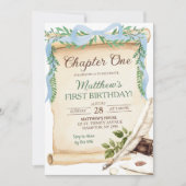 グリーンリーブルーボウストーリーブックチャプター1誕生日 招待状 (正面)