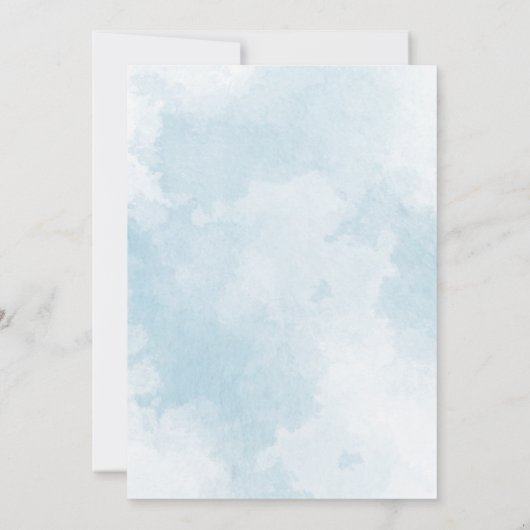 グリーンリーベアブルーフラワーズボーイベビーシャワー 招待状 (裏面)