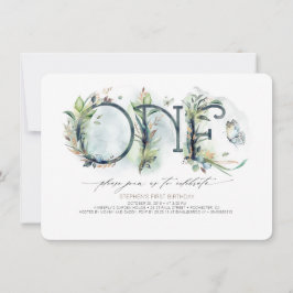 グリーンリーベビーの1st誕生日招待状 – ニュートラル 招待状