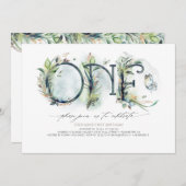 グリーンリーベビーの1st誕生日招待状 – ニュートラル 招待状 (正面/裏面)