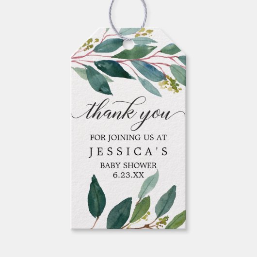 グリーンリーベビーシャワーメッセージカード ギフトタグ (正面)