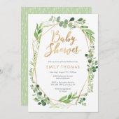 グリーンリーベビーシャワー招待状男女兼用- 招待状 (正面/裏面)