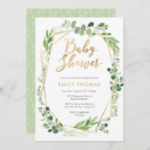 グリーンリーベビーシャワー招待状男女兼用-