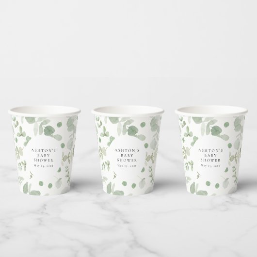 グリーンリーベビーシャワー紙カップ 紙コップ (複数)