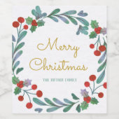 グリーンリーベリークリスマスリースワインラベル ワインラベル (シングルラベル)