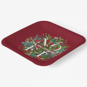 グリーンリーベリーNOELクリスマスレッド ペーパープレート (傾斜あり)