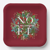グリーンリーベリーNOELクリスマスレッド ペーパープレート (正面)