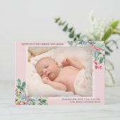 グリーンリーホリーブーケフォトホリデーピンク誕生 案内状 (スタンド正面)
