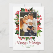 グリーンリーホリーベリーハッピーホリデーズフォト シーズンカード (正面)