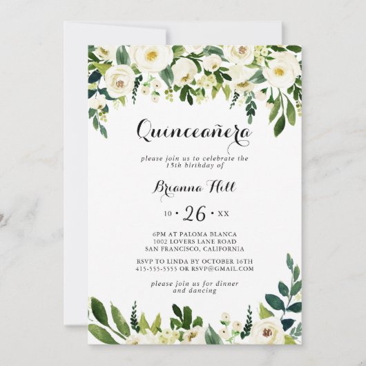 グリーンリーホワイトオータムフローラクインセアニラ 招待状 (正面)