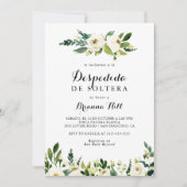 グリーンリーホワイトオータムフローラスペインのブライダルシャワー 招待状 (正面)