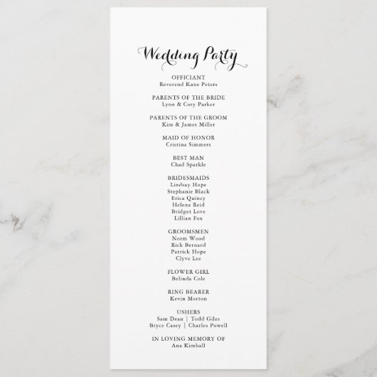 グリーンリーホワイトオータムフローラ結婚式 プログラム (裏面)