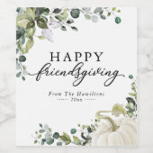 グリーンリーホワイトカボチャのフレンドリディナー ワインラベル (シングルラベル)