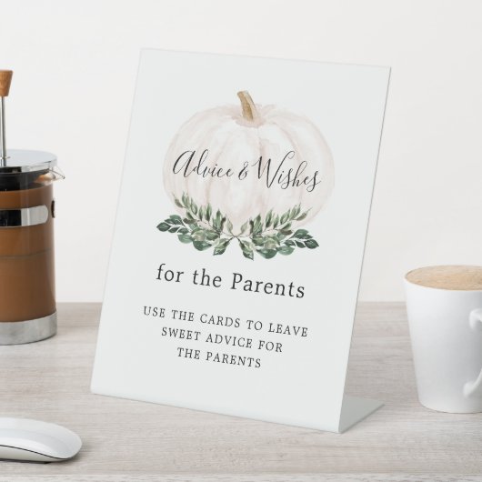 グリーンリーホワイトカボチャアドバイスとウィッシュズサイン 台座サイン (インサイチュ)