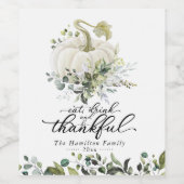 グリーンリーホワイトカボチャ感謝祭 ワインラベル (シングルラベル)