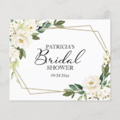 グリーンリーホワイトフラワーズブライダルシャワーアドバイスカード (裏面)