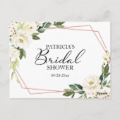 グリーンリーホワイトフラワーズブライダルシャワーアドバイスカード ポストカード (裏面)