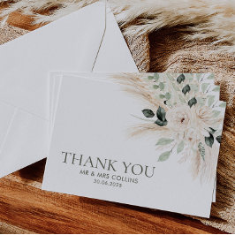 グリーンリーホワイトフローラサンキューカードフラットビクトリア サンキューカード