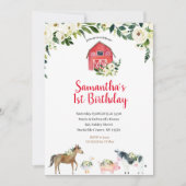 グリーンリーホワイトフローラファーム1st誕生日招待状 招待状 (正面)