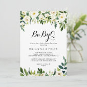 グリーンリーホワイトフローラベビーQベビーシャワーバーベキュー 招待状 (スタンド正面)