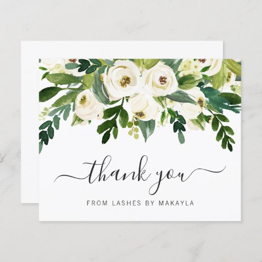 グリーンリーホワイトフローラ予算サンキューカード (正面/裏面)