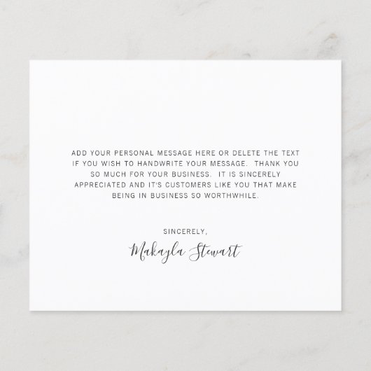 グリーンリーホワイトフローラ予算サンキューカード (裏面)