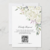 グリーンリーホワイトフローラQRコードムスリム結婚ズ 招待状 (裏面)