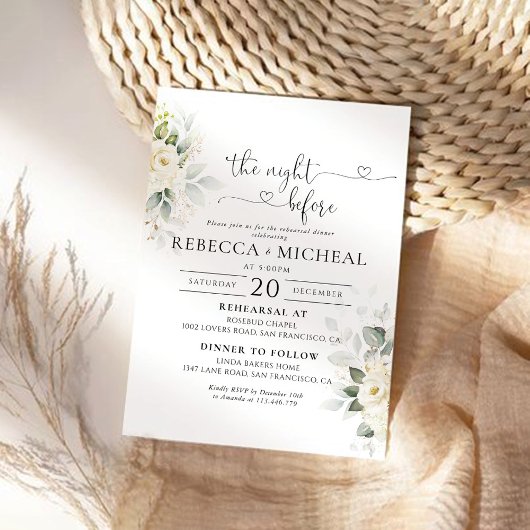 グリーンリーホワイトローズザナイトウィーク招待状 招待状