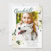 グリーンリーホワイトローズフローラ卒業 案内状 (正面)