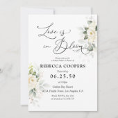 グリーンリーホワイトローズブライダルシャワー招待 招待状 (正面)