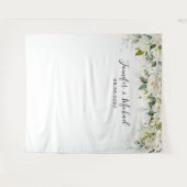 グリーンリーホワイトローズ結婚ズバックドロップ タペストリー (正面(横))