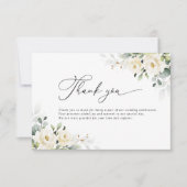 グリーンリーホワイトローズ結婚ズフラットサンキューカード サンキューカード (正面)