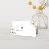 グリーンリーホワイトローズ結婚ズ折り畳み座席表 プレイスカード (裏面)