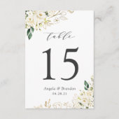 グリーンリーホワイトローズ結婚フローラのテーブル番号 出欠カード (正面)