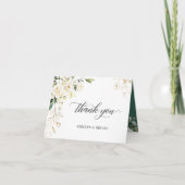 グリーンリーホワイトローズ金ゴールドフローラシエレガントック サンキューカード (正面)